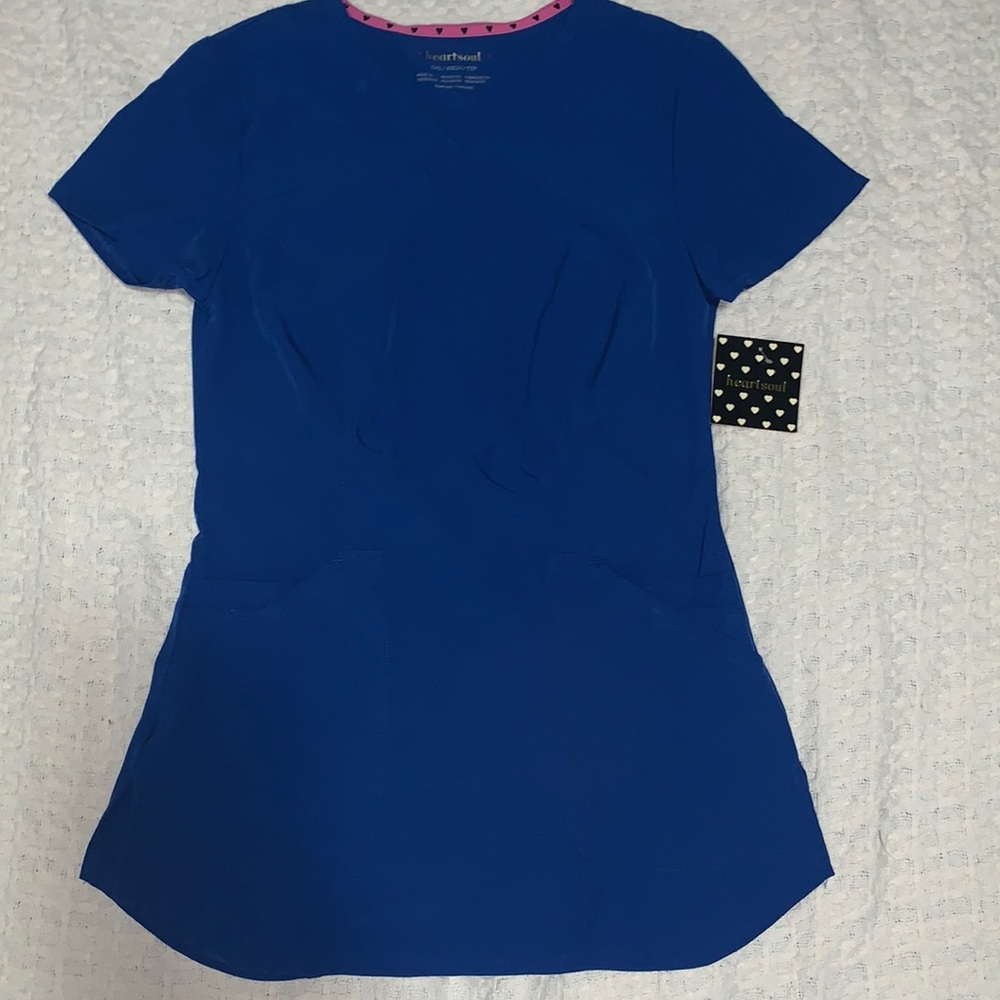 NWT Heartsoul Royal Blue Scrub Top size XXS